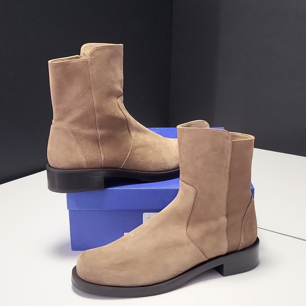 NIB$595 Stuart Weitzman 5050 Bold Zip Bootie Khaki Ankle Boots 11 - Picture 7 of 16